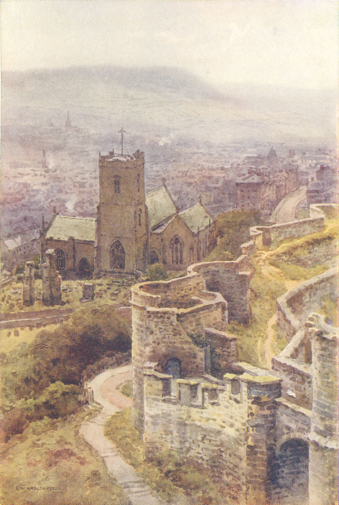 St. Mary's Church from the Castle Walls, Scarborough. Ernest Haslehust 1920